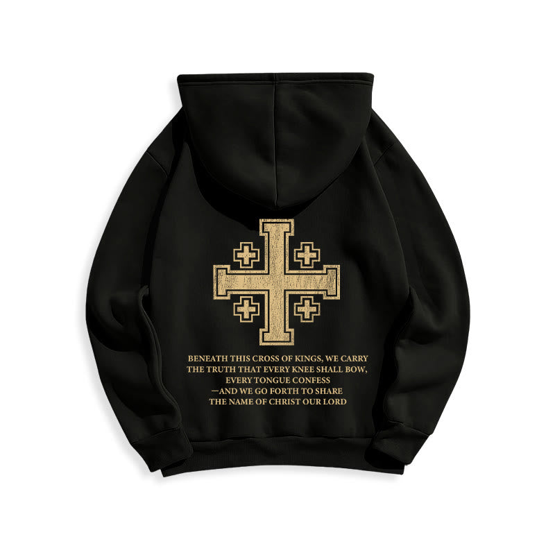 Christianartworkshop Cross of Kings Faith Statement Fleece Lined Polyester Hoodie - image 2