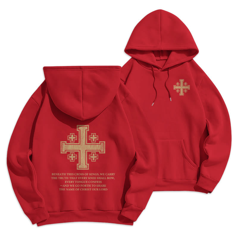 Christianartworkshop Cross of Kings Faith Statement Fleece Lined Polyester Hoodie - Red - 2XL - image 18