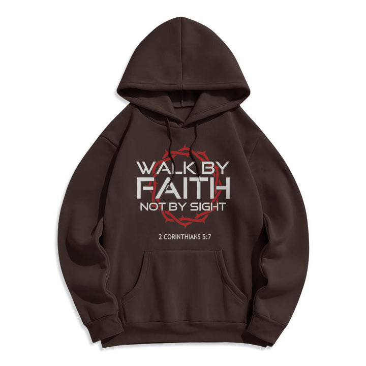 Christianartworkshop Faith-Driven Walk By Faith Fleece Lined Polyester Hoodie - Brown - 2XL - image 0