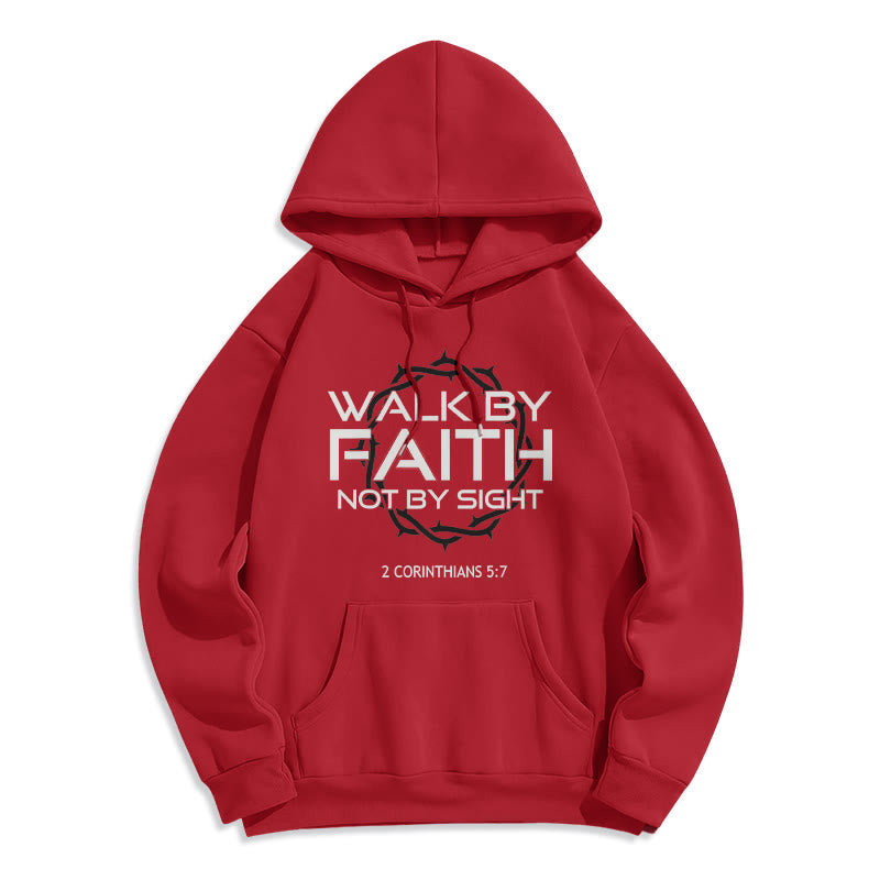 Christianartworkshop Faith-Driven Walk By Faith Fleece Lined Polyester Hoodie - Red - 2XL - image 7