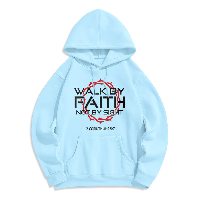 Christianartworkshop Faith-Driven Walk By Faith Fleece Lined Polyester Hoodie - Blue - 2XL - image 8