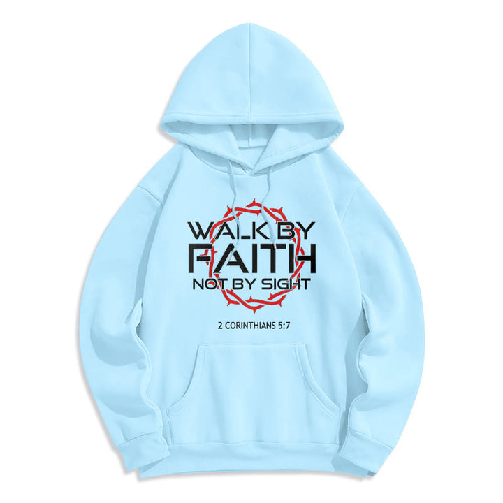 Christianartworkshop Faith-Driven Walk By Faith Fleece Lined Polyester Hoodie - Blue - 2XL - image 8