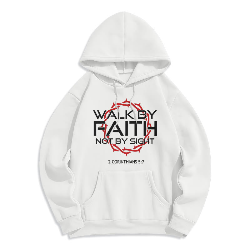 Christianartworkshop Faith-Driven Walk By Faith Fleece Lined Polyester Hoodie - White - 2XL - image 3