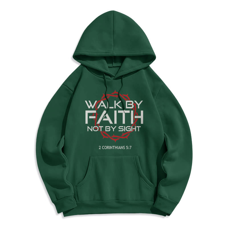 Christianartworkshop Faith-Driven Walk By Faith Fleece Lined Polyester Hoodie - Green - 2XL - image 6