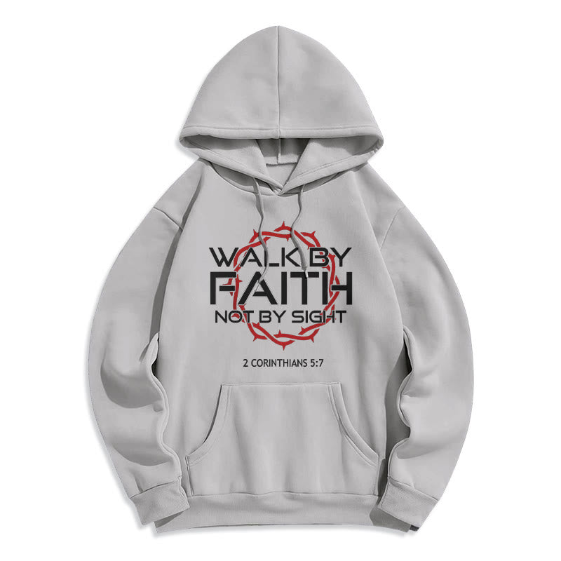Christianartworkshop Faith-Driven Walk By Faith Fleece Lined Polyester Hoodie - Grey - 2XL - image 4