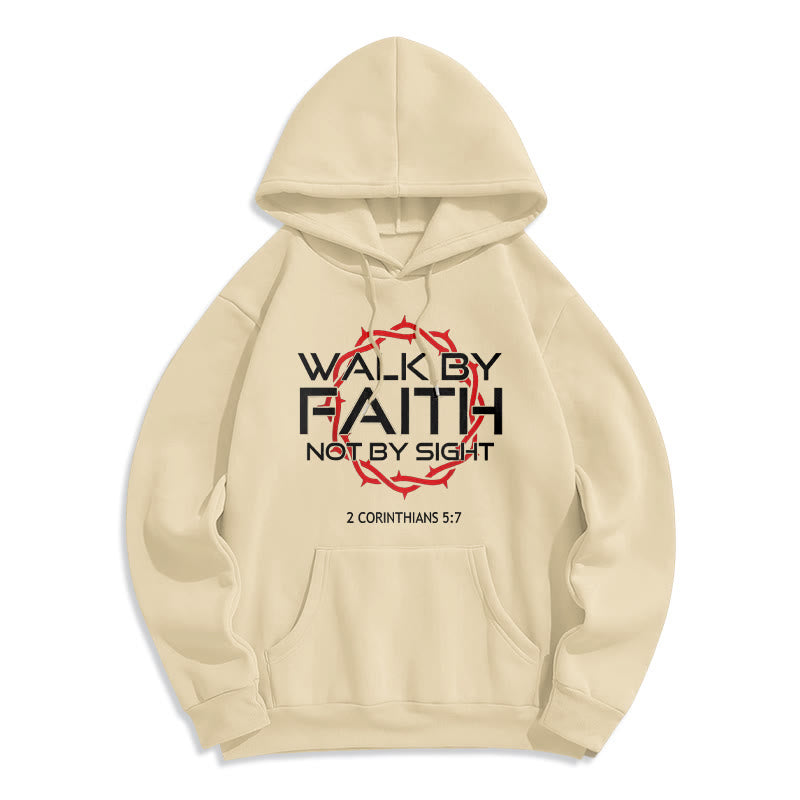 Christianartworkshop Faith-Driven Walk By Faith Fleece Lined Polyester Hoodie - Beige - 2XL - image 5