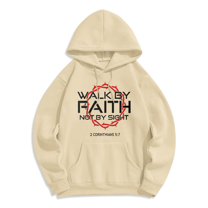 Christianartworkshop Faith-Driven Walk By Faith Fleece Lined Polyester Hoodie - Beige - 2XL - image 5