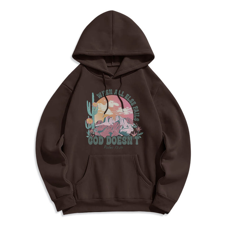 Christianartworkshop God Doesn’t Fail Mission Fleece Lined Polyester Hoodie - Brown - 2XL - image 4