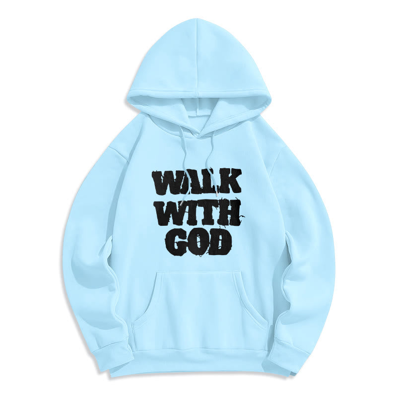 Christianartworkshop Walk With God Mission Fleece Lined Polyester Hoodie - Blue - 2XL - image 2