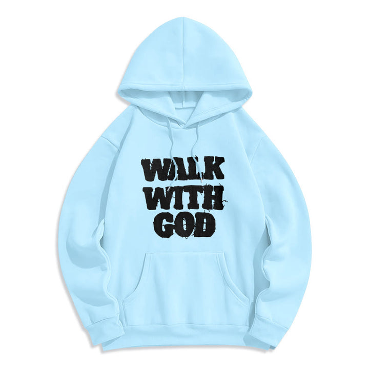 Christianartworkshop Walk With God Mission Fleece Lined Polyester Hoodie - Blue - 2XL - image 2