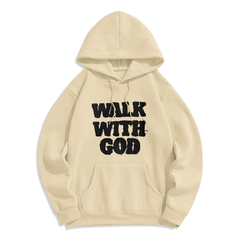 Christianartworkshop Walk With God Mission Fleece Lined Polyester Hoodie - Beige - 2XL - image 8
