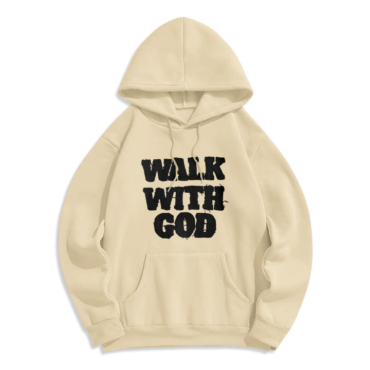 Christianartworkshop Walk With God Mission Fleece Lined Polyester Hoodie - Beige - 2XL - image 8