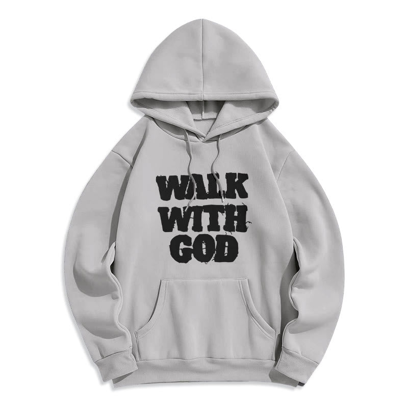 Christianartworkshop Walk With God Mission Fleece Lined Polyester Hoodie - Grey - 2XL - image 7
