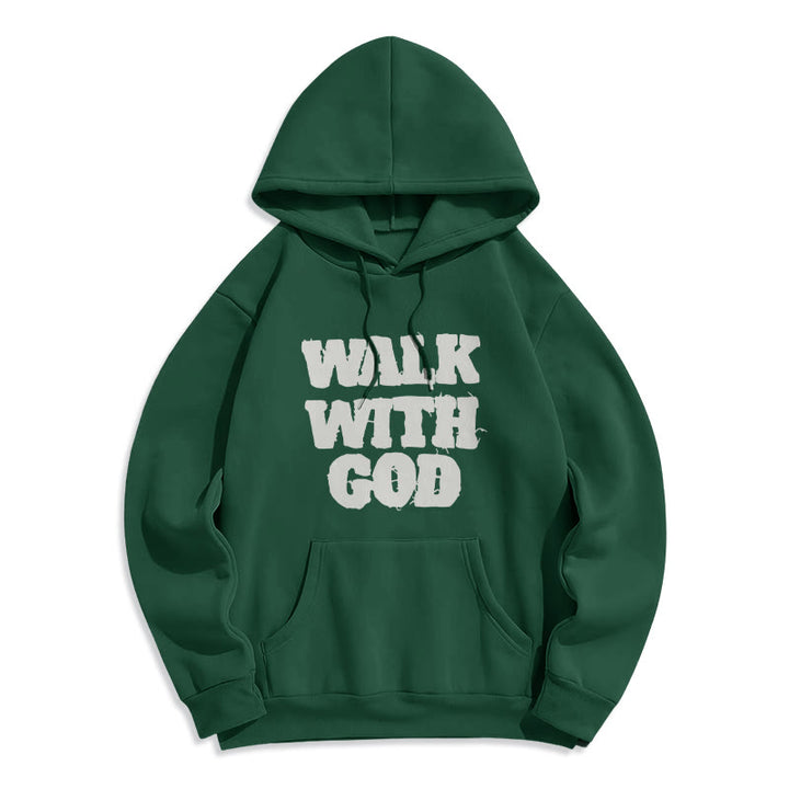 Christianartworkshop Walk With God Mission Fleece Lined Polyester Hoodie - Green - 2XL - image 3