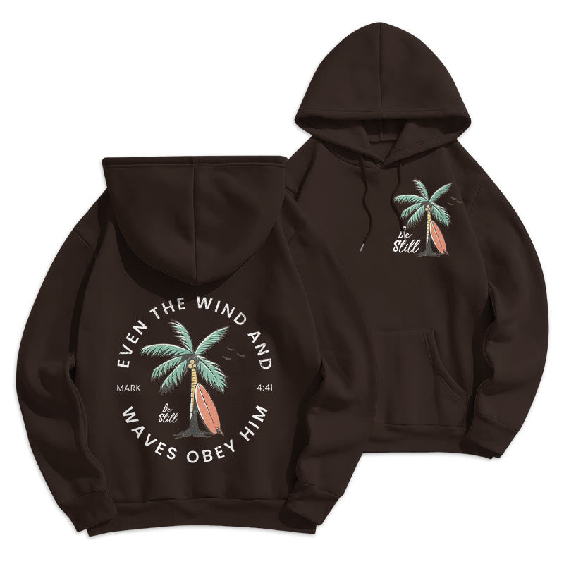 Christianartworkshop Scripture & Coastal Be Still Fleece Lined Polyester Hoodie - Brown - 2XL - image 15