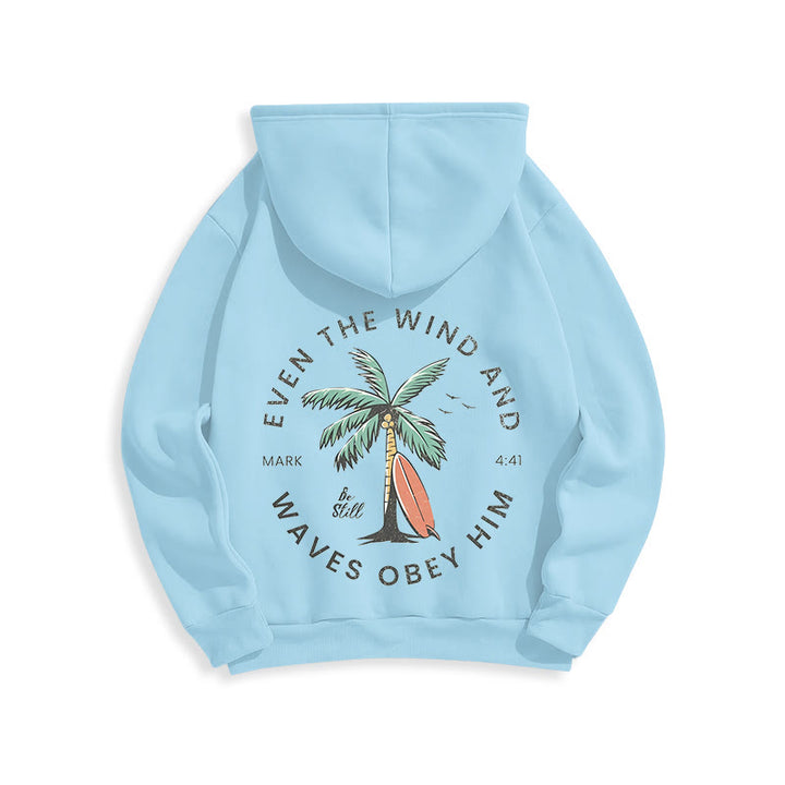 Christianartworkshop Scripture & Coastal Be Still Fleece Lined Polyester Hoodie - image 9