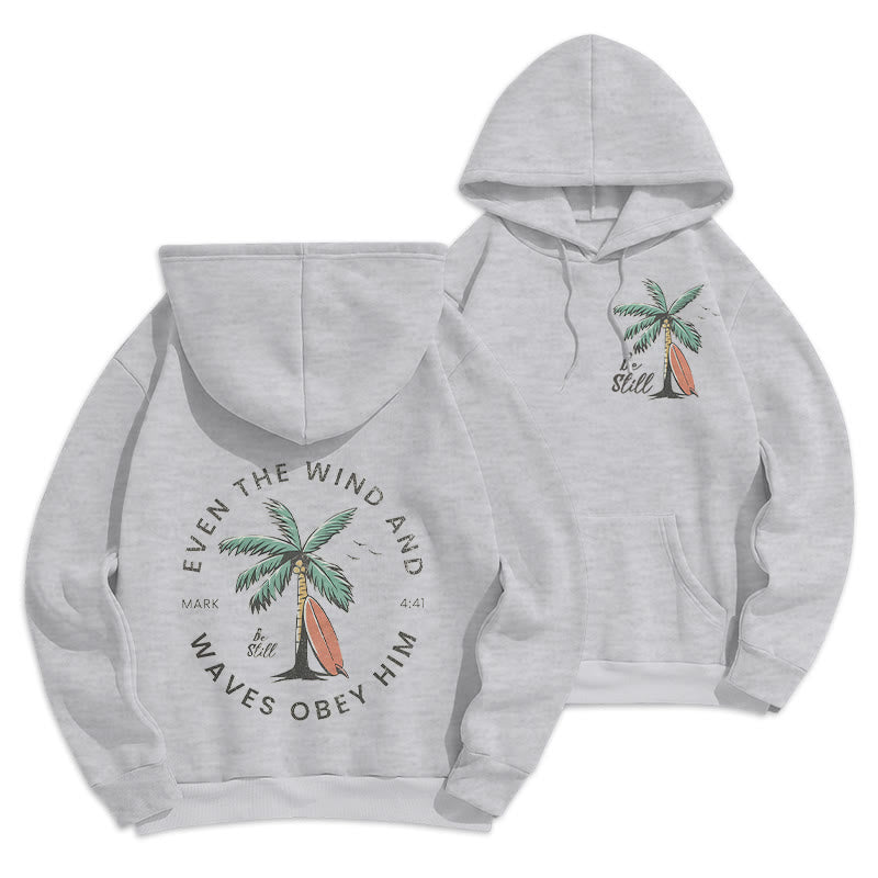 Christianartworkshop Scripture & Coastal Be Still Fleece Lined Polyester Hoodie - Grey - 2XL - image 19