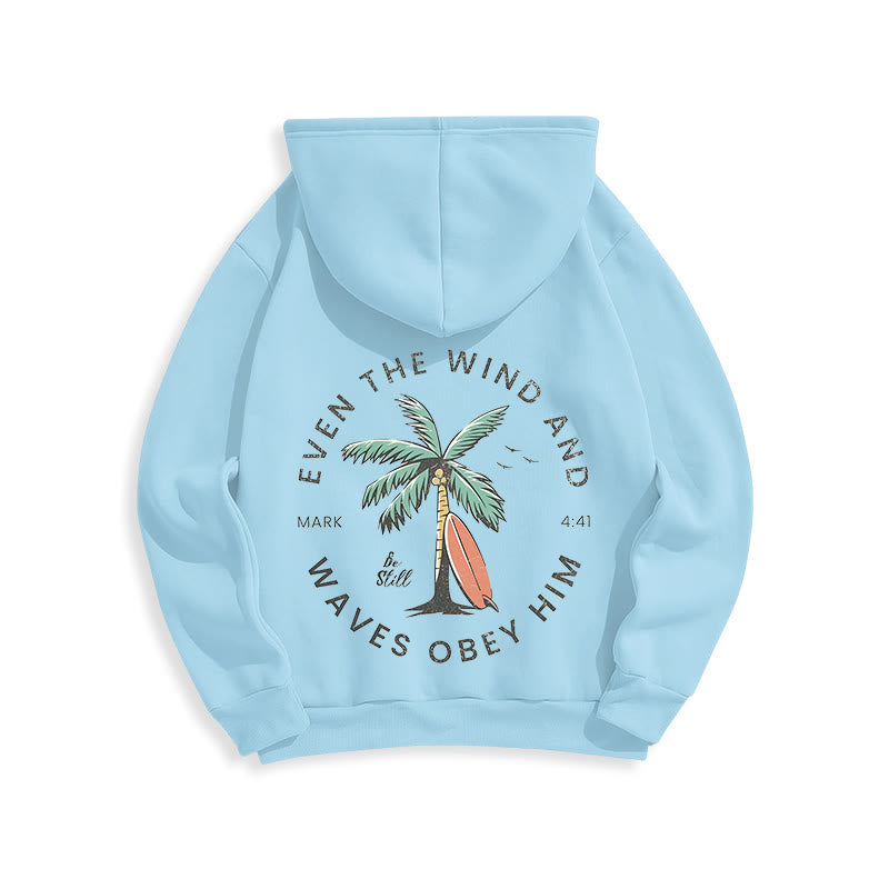Christianartworkshop Scripture & Coastal Be Still Fleece Lined Polyester Hoodie - image 8