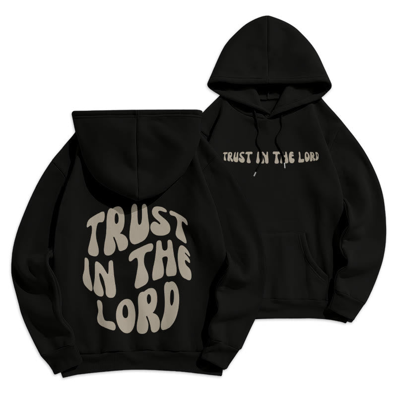 Christianartworkshop Trust In The Lord Faith Reliance Fleece Lined Polyester Hoodie - Black - 2XL - image 3