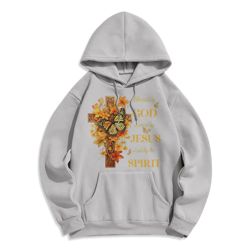 Christianartworkshop Blessed by God Mission Fleece Lined Polyester Hoodie - Grey - 2XL - image 2