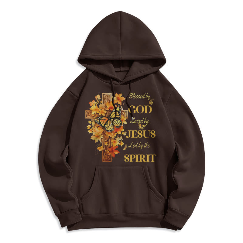 Christianartworkshop Blessed by God Mission Fleece Lined Polyester Hoodie - Brown - 2XL - image 8