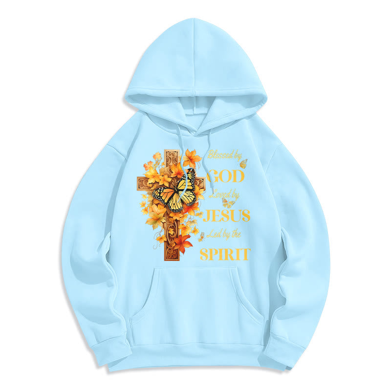 Christianartworkshop Blessed by God Mission Fleece Lined Polyester Hoodie - Blue - 2XL - image 6
