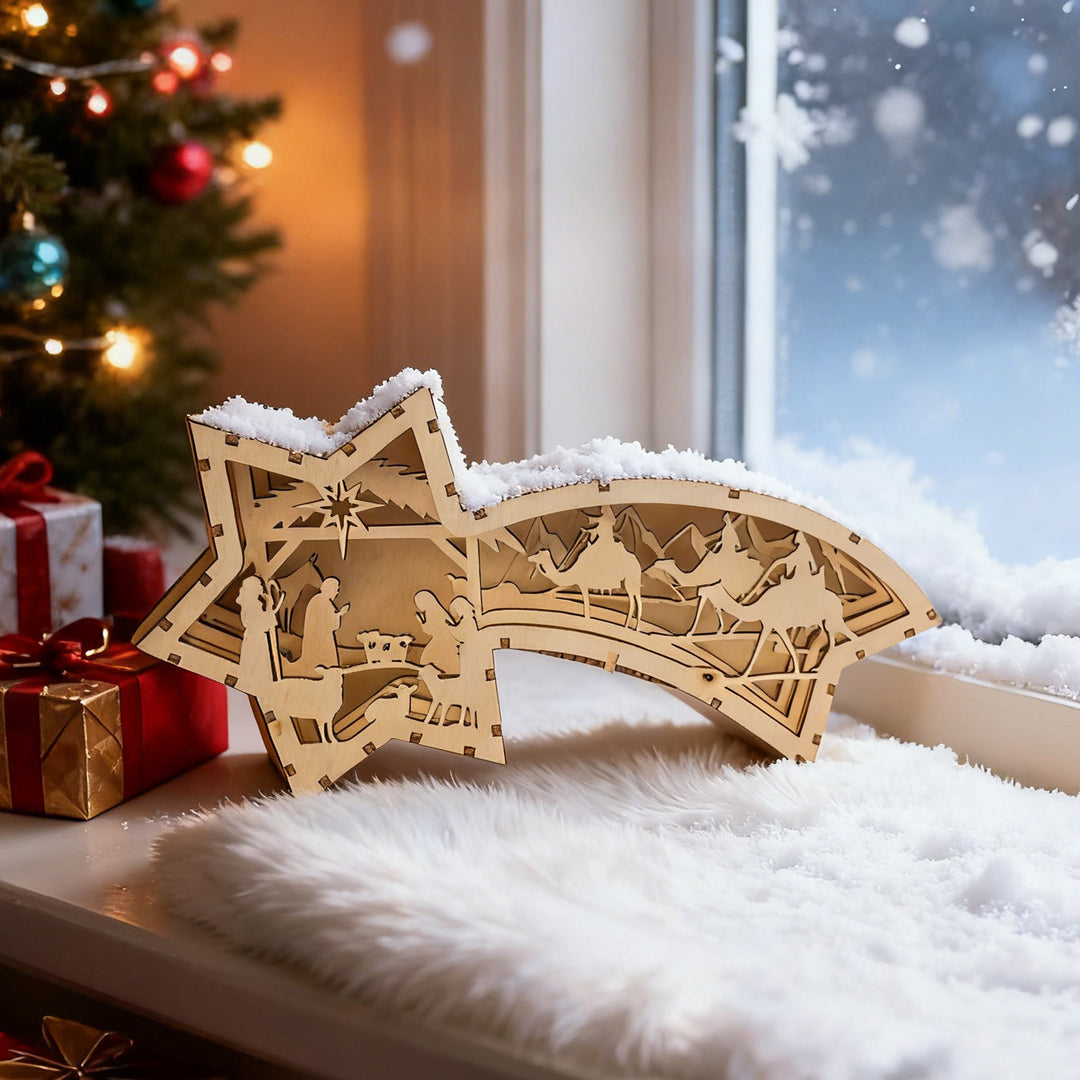 Christianartworkshop Star-Shaped Wooden Nativity Decor: Sacred Story & Artful Devotion - image 5