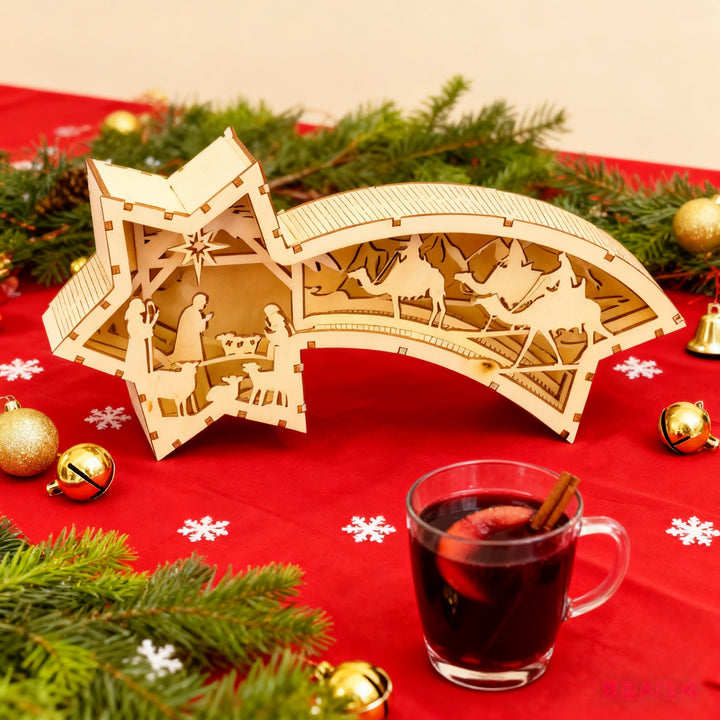 Christianartworkshop Star-Shaped Wooden Nativity Decor: Sacred Story & Artful Devotion - Nativity - image 0