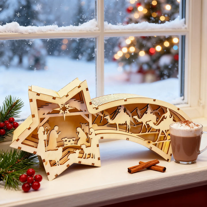 Christianartworkshop Star-Shaped Wooden Nativity Decor: Sacred Story & Artful Devotion - image 8