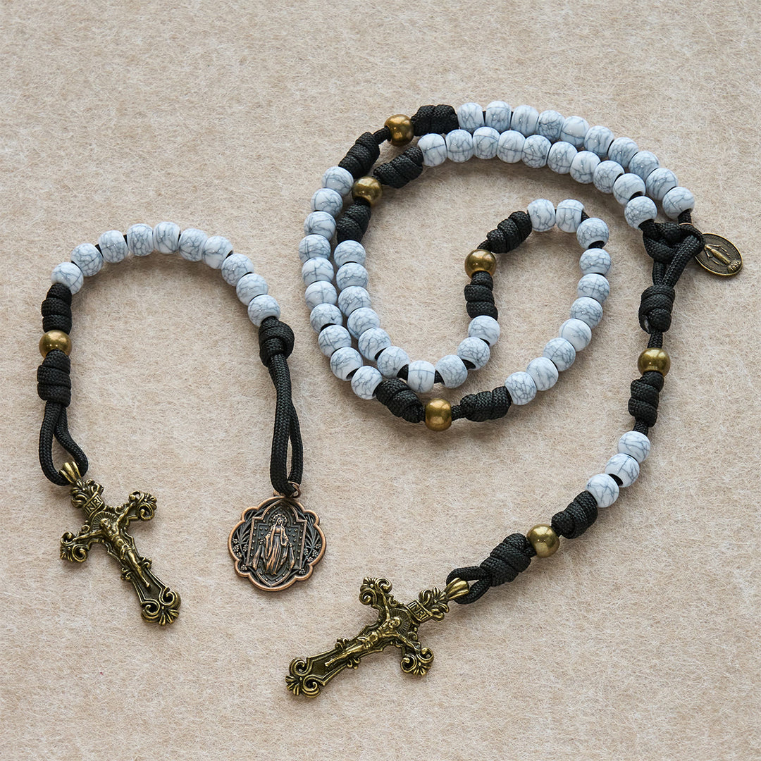 FREE Today: Matte White Crackle Beads with Ornate Brass Crucifix Rosary, Pocket Rosary - 1 SET (Rosary & Pocket Rosary) - image 17