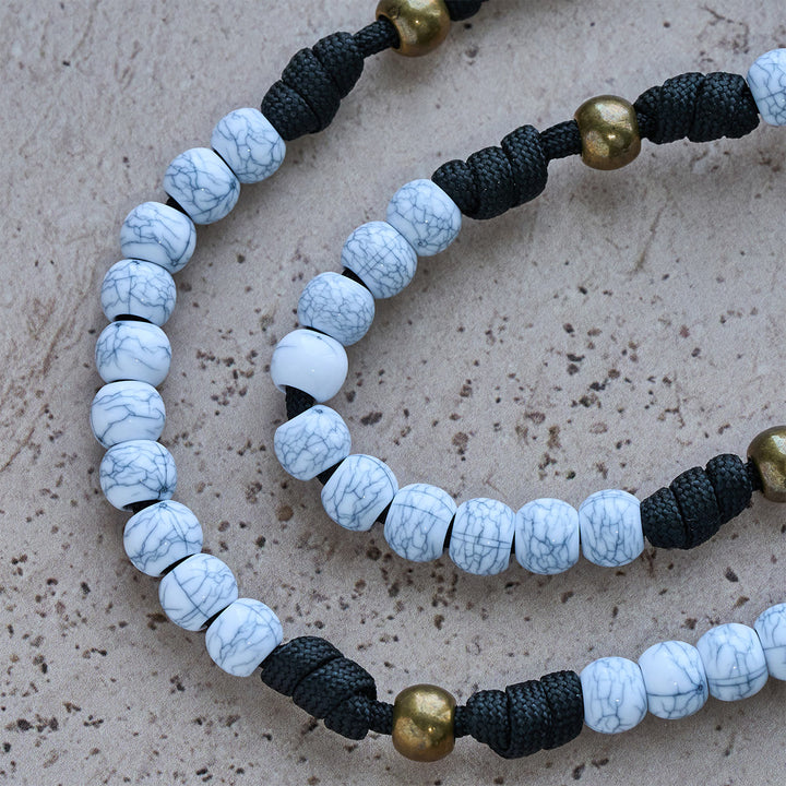 FREE Today: Matte White Crackle Beads with Ornate Brass Crucifix Rosary, Pocket Rosary - image 7