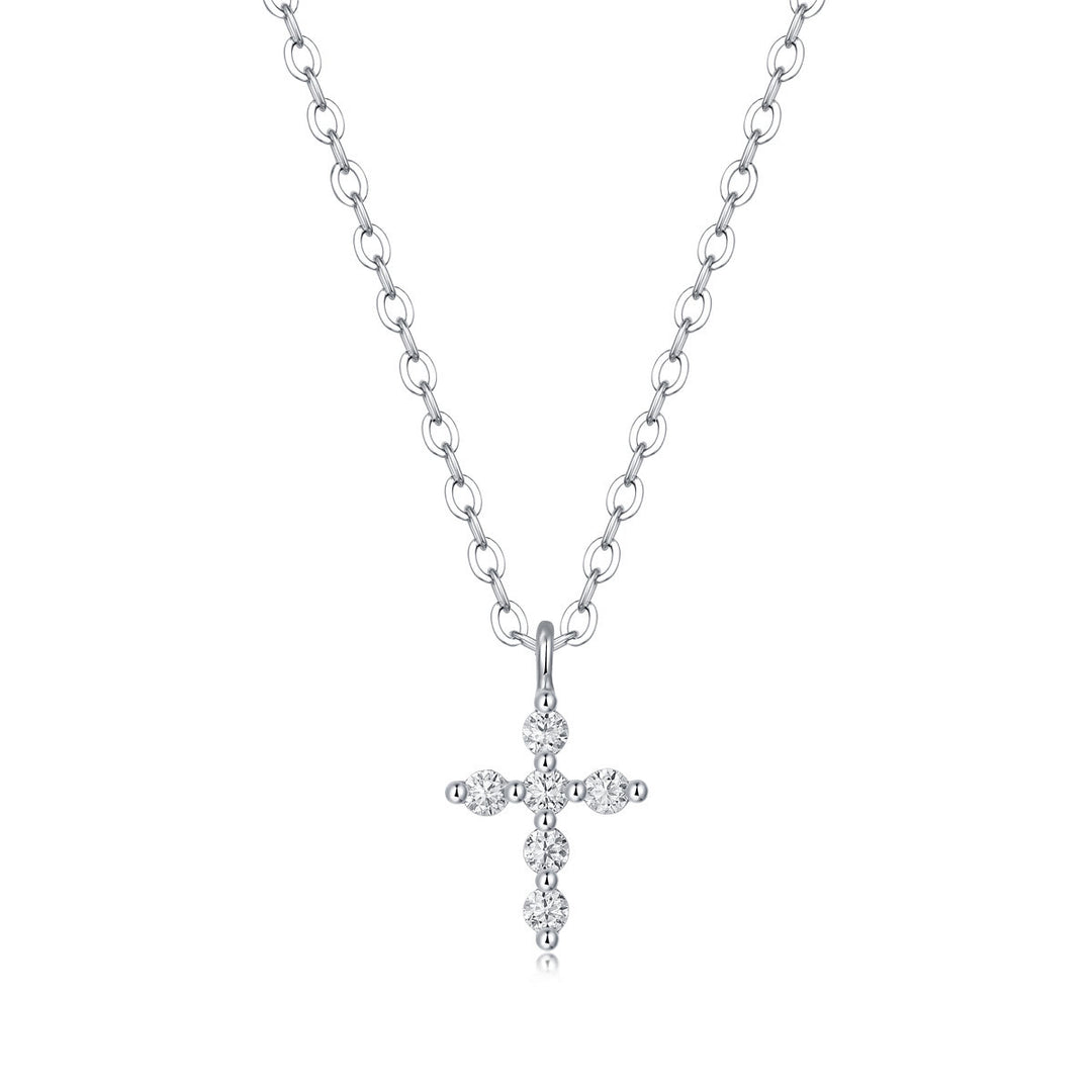 Christianartworkshop Sterling Silver Moissanite Cross Necklace: Faith Elegance & Timeless Sparkle - D - image 3