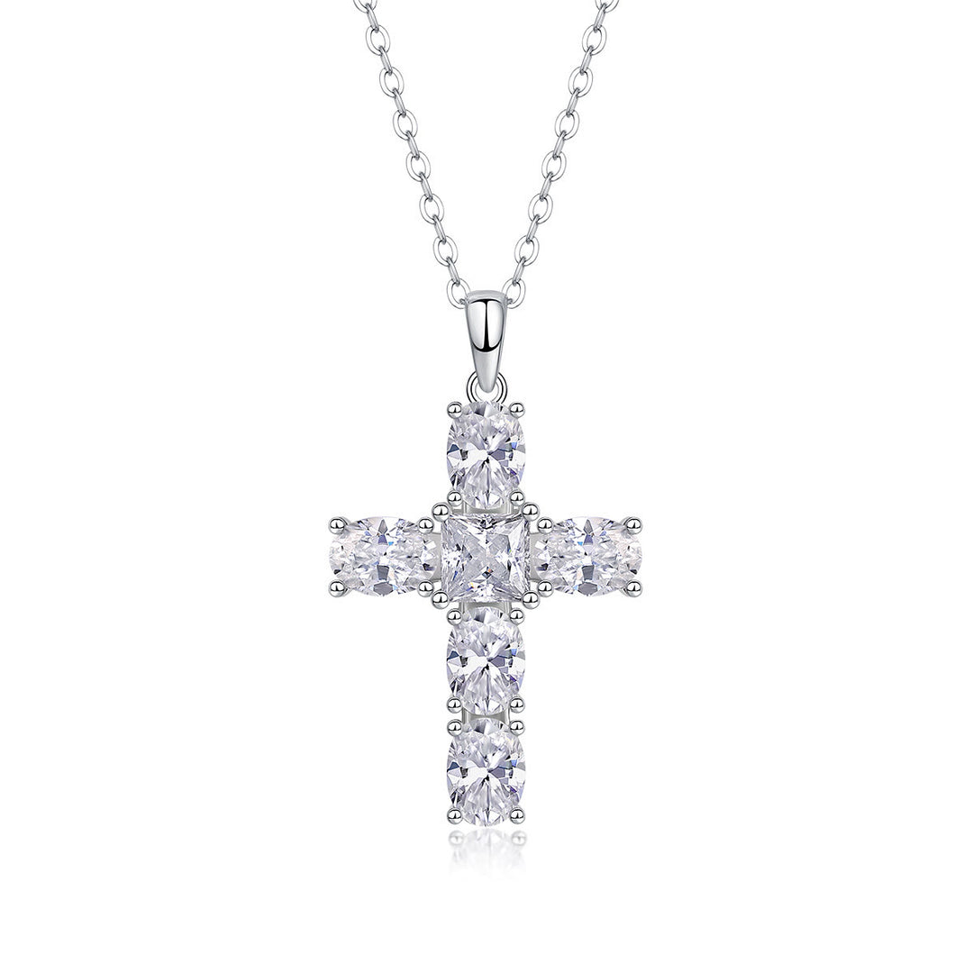 Christianartworkshop Sterling Silver Moissanite Cross Necklace: Faith Elegance & Timeless Sparkle - E - image 4