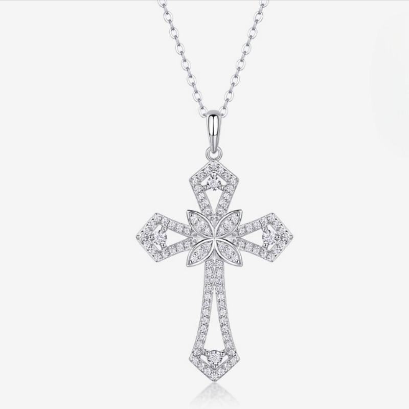 Christianartworkshop Sterling Silver Moissanite Cross Necklace: Faith Elegance & Timeless Sparkle - F - image 5