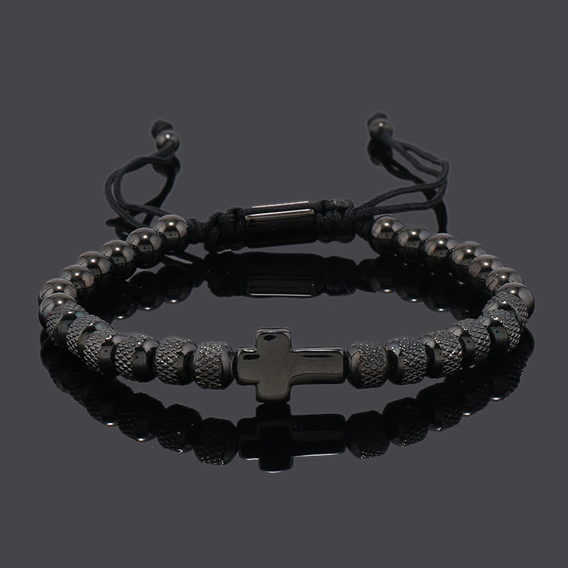 Christianartworkshop Stackable Cross Bracelet Set: Fashion-Forward Faith Integration - Single layer Cross - Black - image 9