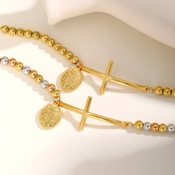 FREE Today: Cross & Saint Medal Beaded Bracelet: Spiritual Symbol with Polished Elegance - image 4