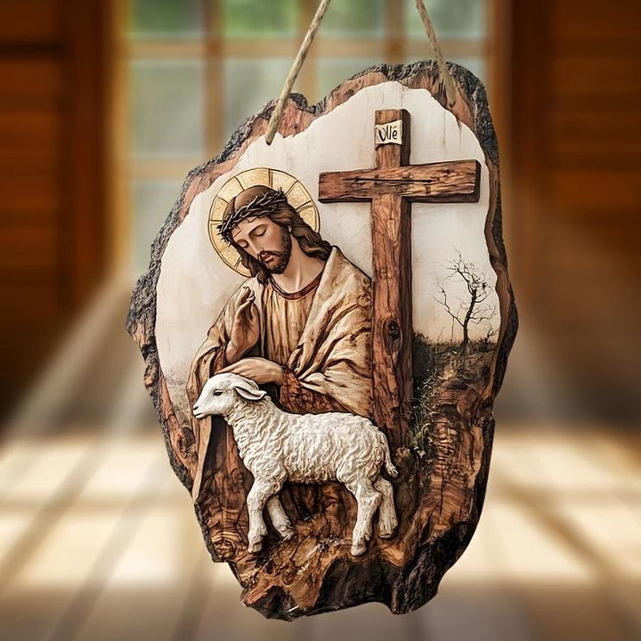 FREE Today: Pinewood Faith Flat Hanging Decor: Madonna and Child & Good Shepherd - image 1