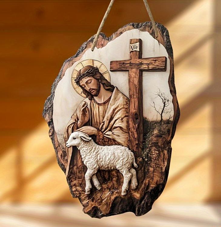 FREE Today: Pinewood Faith Flat Hanging Decor: Madonna and Child & Good Shepherd - image 2