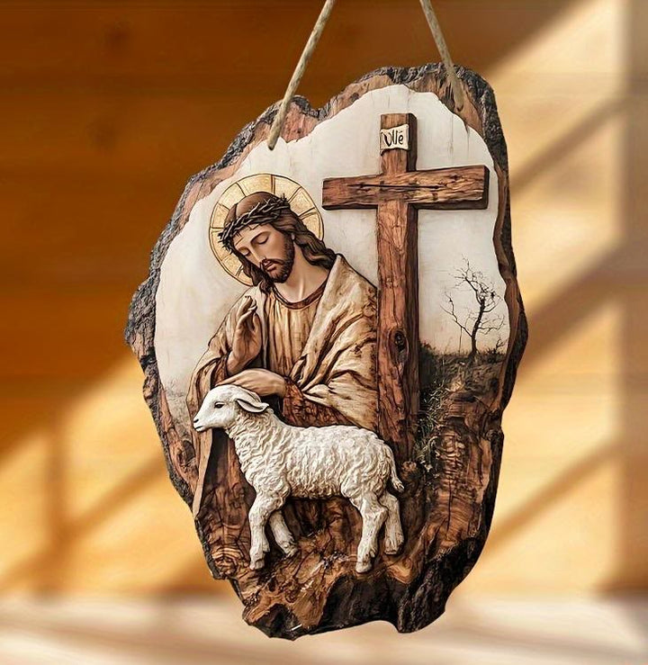 FREE Today: Pinewood Faith Flat Hanging Decor: Madonna and Child & Good Shepherd - image 2