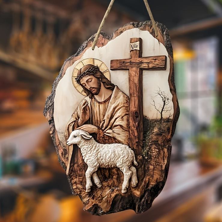 FREE Today: Pinewood Faith Flat Hanging Decor: Madonna and Child & Good Shepherd - Good Shepherd - image 0