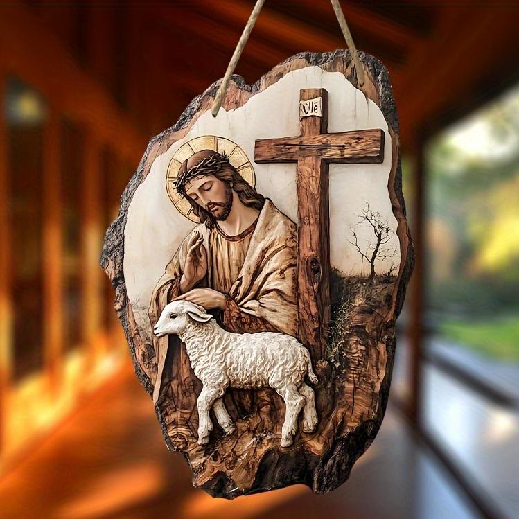 FREE Today: Pinewood Faith Flat Hanging Decor: Madonna and Child & Good Shepherd - image 3