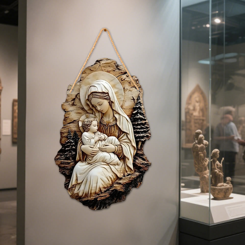 FREE Today: Pinewood Faith Flat Hanging Decor: Madonna and Child & Good Shepherd - Madonna and Child - image 6