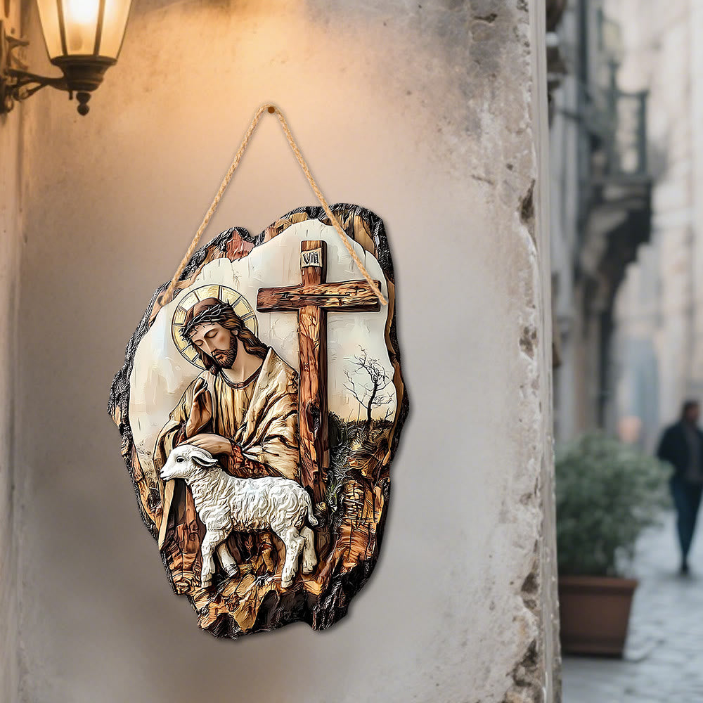 FREE Today: Pinewood Faith Flat Hanging Decor: Madonna and Child & Good Shepherd - image 4