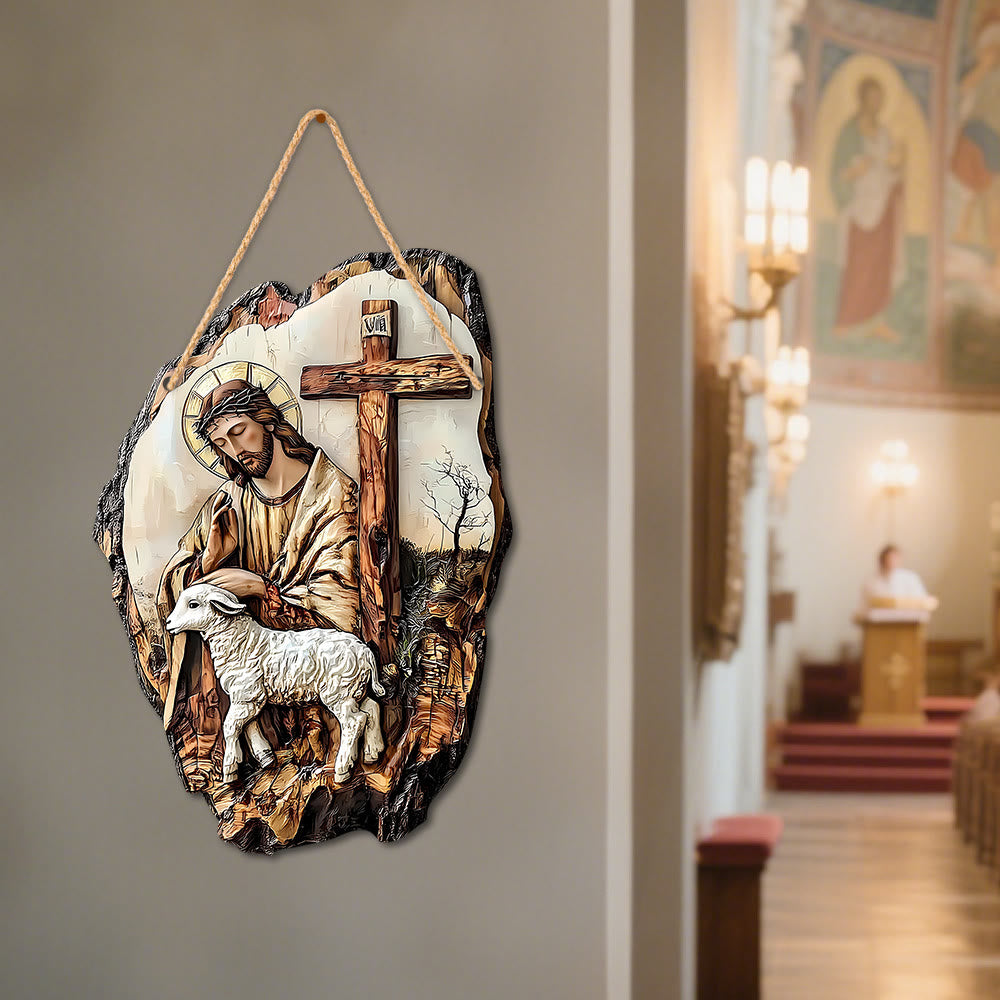 FREE Today: Pinewood Faith Flat Hanging Decor: Madonna and Child & Good Shepherd - image 5