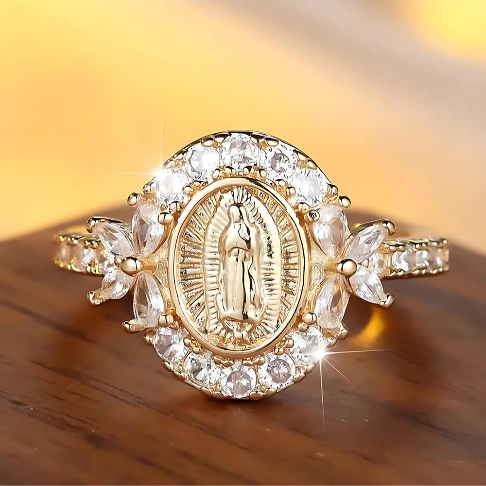 FREE Today: Elegant Virgin Mary Emblem Ring: Sacred Detail for Daily Devotion - US 5 - image 0