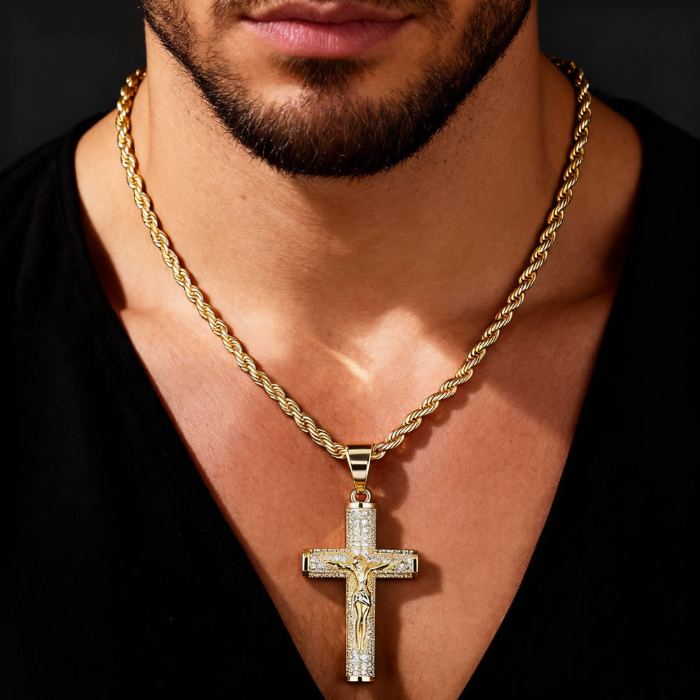 Christianartworkshop Jesus Crucifix Paved Necklace: Sparkling Detail for Faith & Daily Style - image 2