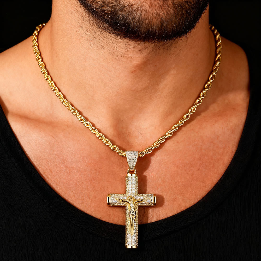 FREE Today: Jesus Crucifix Paved Necklace: Sparkling Detail for Faith & Daily Style - image 1