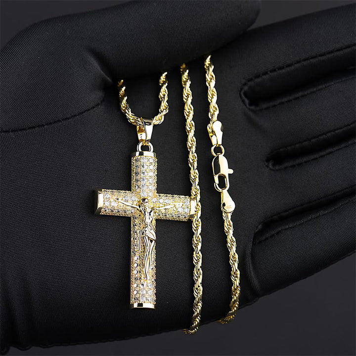 Christianartworkshop Jesus Crucifix Paved Necklace: Sparkling Detail for Faith & Daily Style - image 4