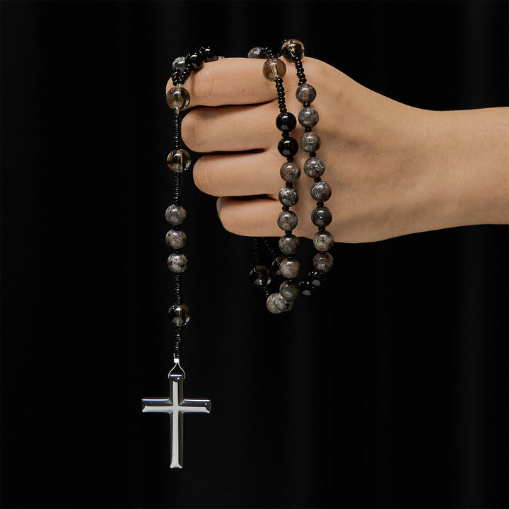 Christianartworkshop Color-Shifting Luminous Flame Stone Beads Rosary with Cross - image 6