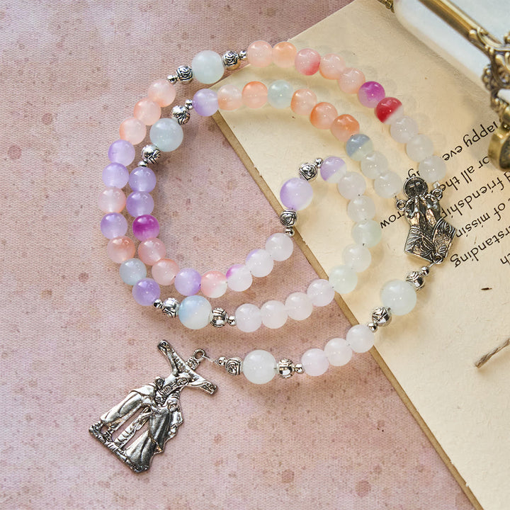 FREE Today: UV Color-Changing Pastel Beads with Crucifix & Praying Hands Rosary, Bracelet - Rosary - image 0